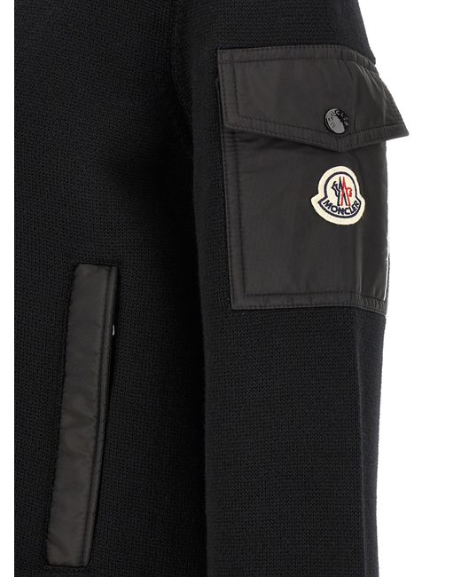 Moncler Black The 'Padded Wool Zip-Up' Cardigan for men
