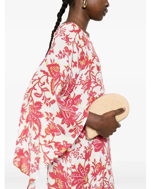 Etro Red Floral-Print Maxi Dress
