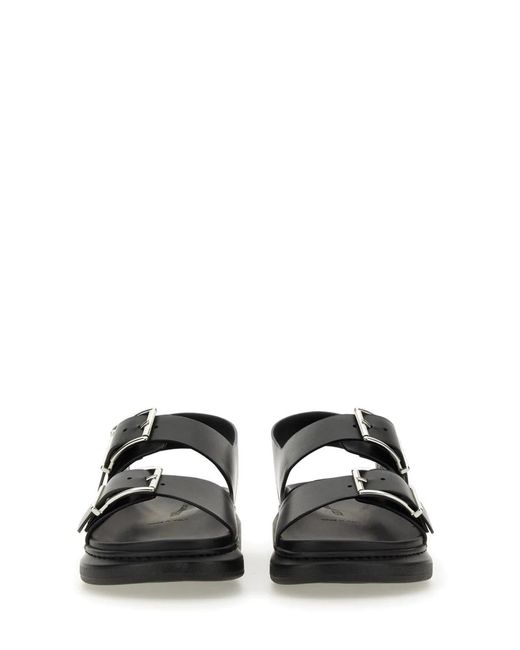 McQueen Black Leather Sandal for men
