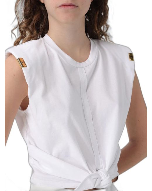 Elisabetta Franchi White Jersey T-Shirt With Knot