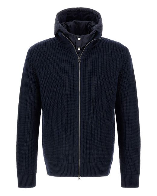 Herno Blue Hooded Zip Jacket for men