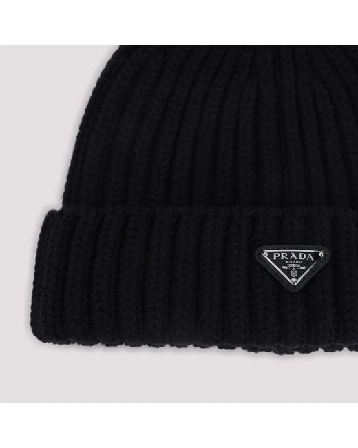 Prada Black Virgin Wool Hat for men