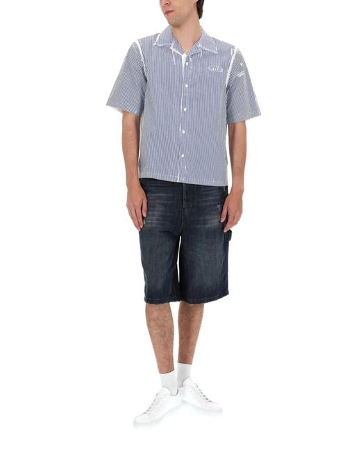 DIESEL Blue Camicia Con Logo for men