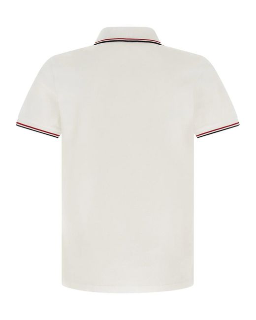 Moncler White Tricolor Trim Polo Shirt for men