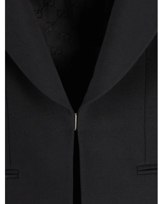 Gucci Black Peak Lapel Blazer