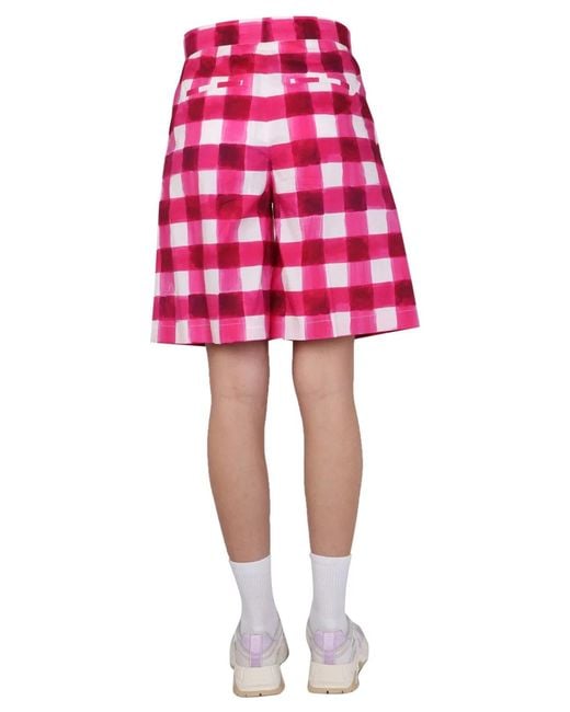 MSGM Red "Check" Shorts