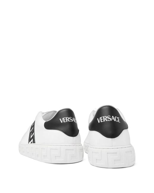 Versace White Greca Leather Sneakers