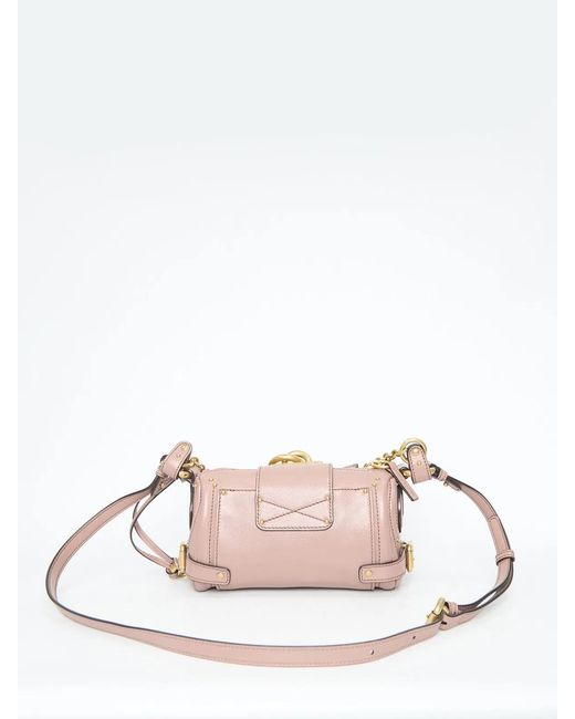 Chloé Pink Antiqued Leather Small Paddington Shoulder Bag