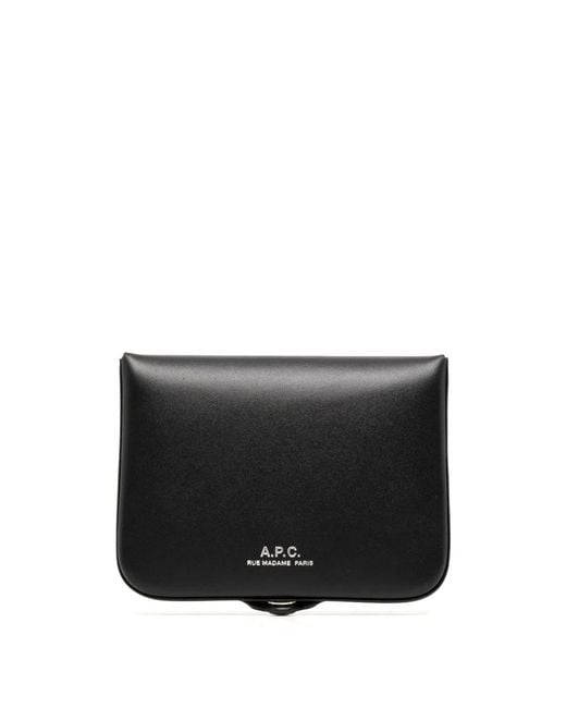 A.P.C. Black Cow Leather Porte-Monnaie Josh Wallet for men