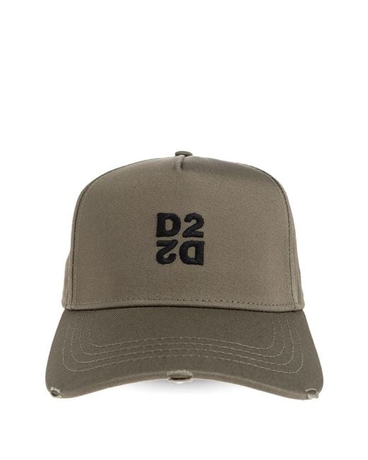 DSquared² Green Cotton Polyester Embroidered Baseball Caps for men