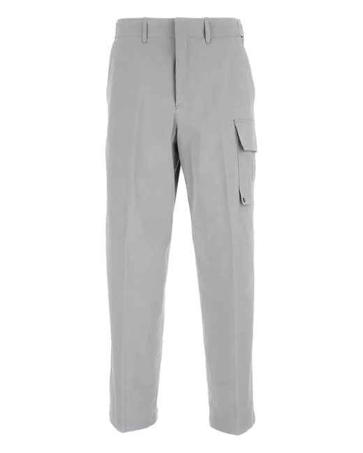 Fendi Gray Gabardine Cargo Trousers With Large Patch Pocket for men