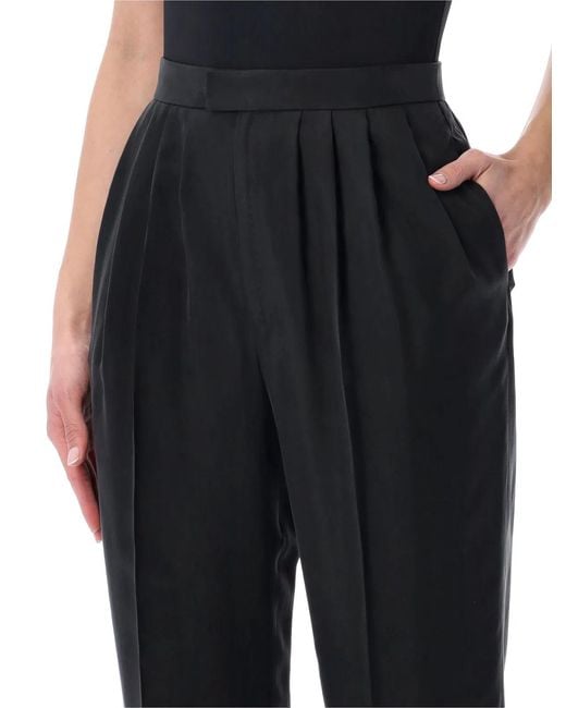 Saint Laurent Black Silk Formal Trousers