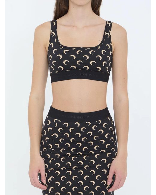 MARINE SERRE Black Moon Printed Bra