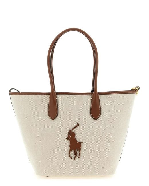 Polo Ralph Lauren White Medium Canvas Shopping Bag