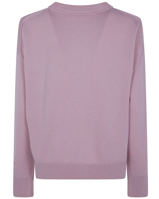 Mrz Purple Cropped Oversized Round Neck Sweater