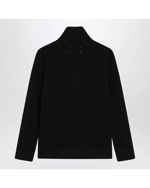 Maison Margiela Black Zip-Up Knit Cardigan for men