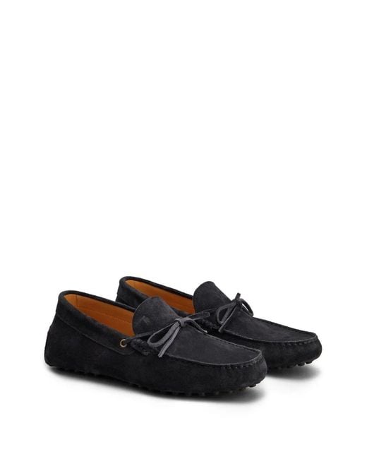 Tod's Black Suede Gommino Boat Shoes for men