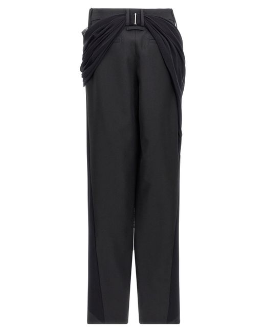 Jean Paul Gaultier Black Wool Trousers With Tulle Draping Detail