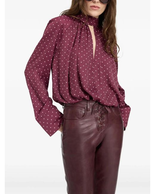 ROTATE BIRGER CHRISTENSEN Purple Satin Bow Shirt
