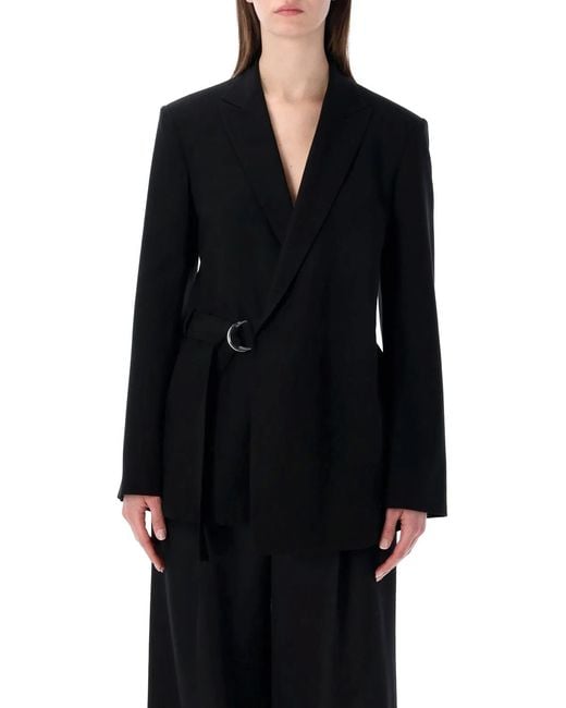 Loewe Black Draped Wool Wrap Jacket