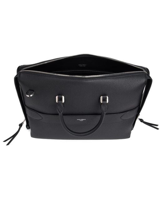 Dolce & Gabbana Black Dolce & Gabbana Pebbled-Leather Briefcase for men
