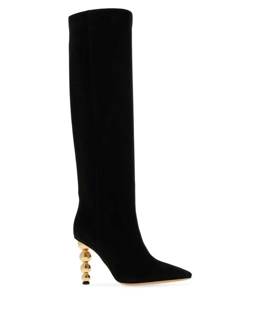Ferragamo Black Salvatore Suede Lotty Boots