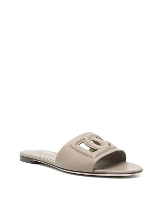 Dolce & Gabbana White Dolce & Gabbana Slides With Dg Millennials Logo