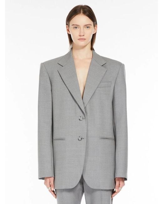 Max Mara Gray Wool Baffo Blazer