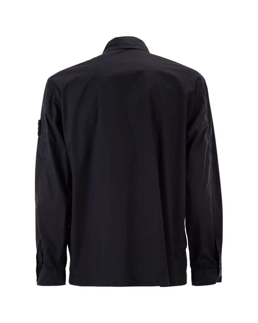 Stone Island Black Comfort Fit Overshirt With Press Studs for men