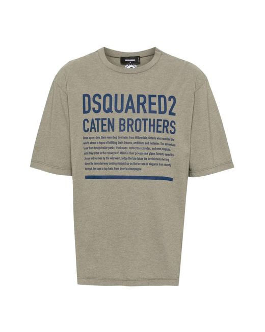 DSquared² Gray Loose Fit Logo T-Shirt for men