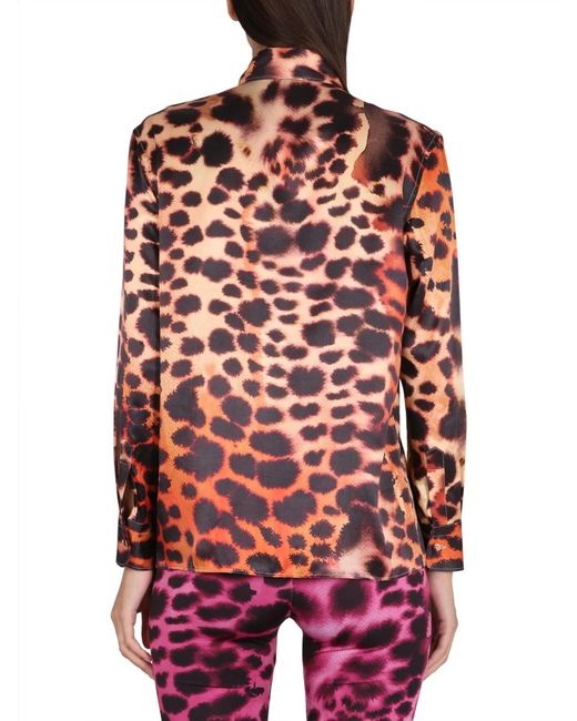 Roberto Cavalli Red Animal Print Shirt