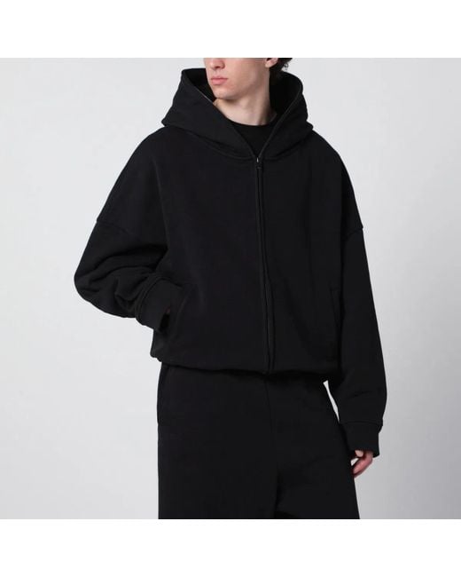 Entire studios Black Cotton Zipup Hoodie for men
