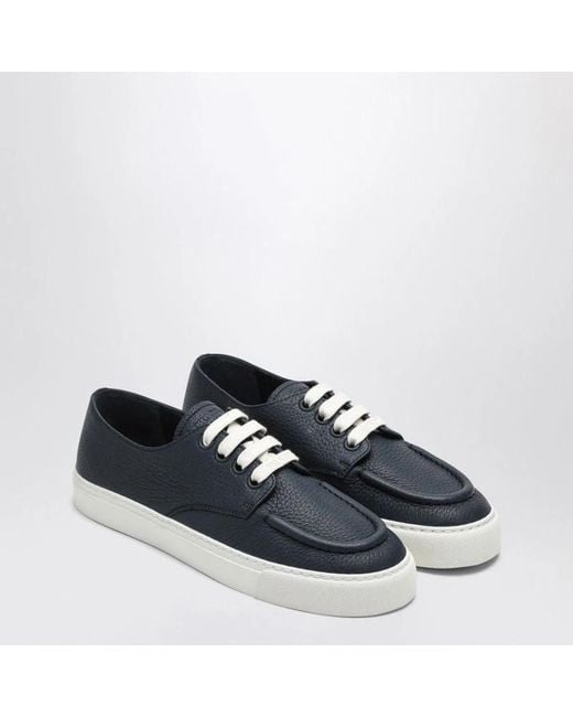 Prada Blue Baltic Hammered Leather Sneaker for men