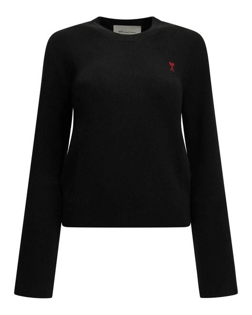 AMI Black "Ami De Coeur" Crew-Neck Sweater