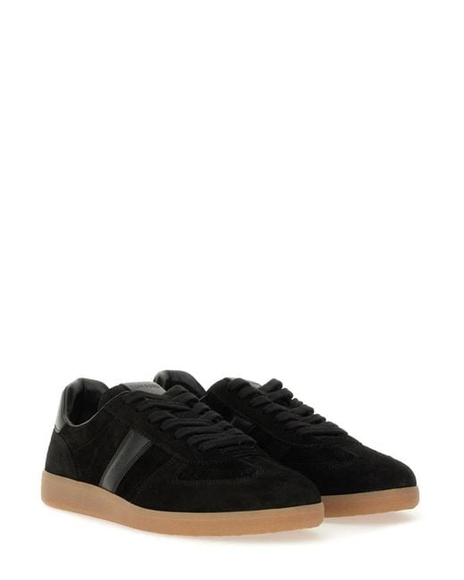 Tom Ford Black Leather Sneaker With Logo for men