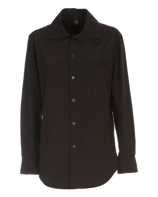 Y's Yohji Yamamoto Black U Layered Collar Shirt W/Pocket