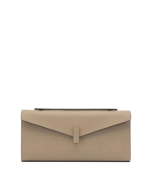 Valextra Natural "Isis" Clutch With Shoulder Strap