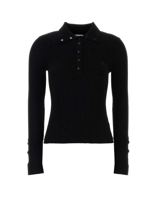 Courreges Black Classic Rib Polo