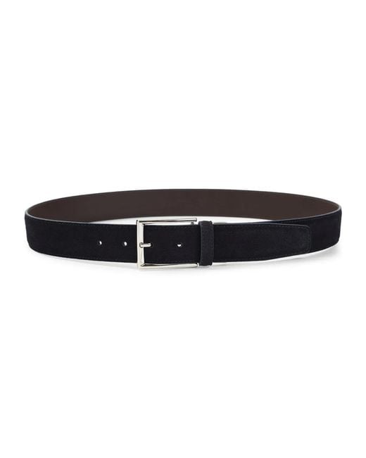 Canali Black Blu Suede Leather Belt for men