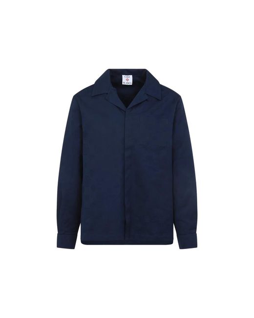 Casablanca Blue Monogram Cotton Long Sleeves Shirt for men