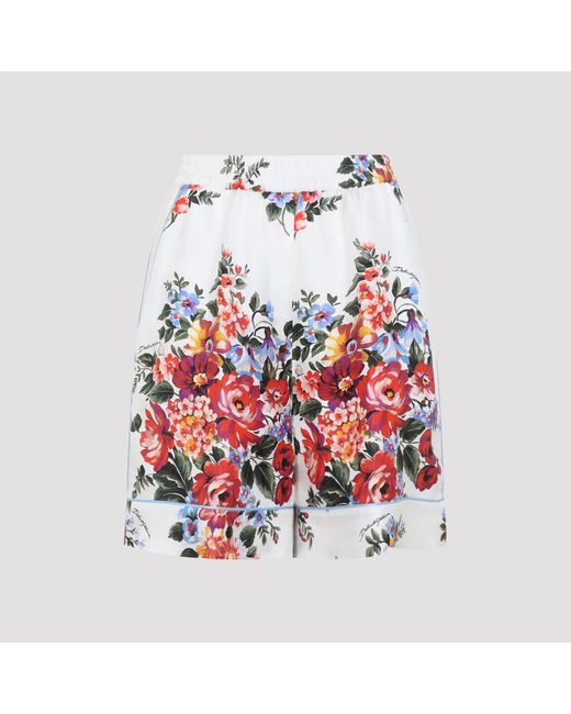 Dolce & Gabbana Red Dolce & Gabbana Floral Print Shorts