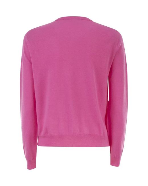 Vanisé Pink Cashmere Cardigan With Patch Pockets