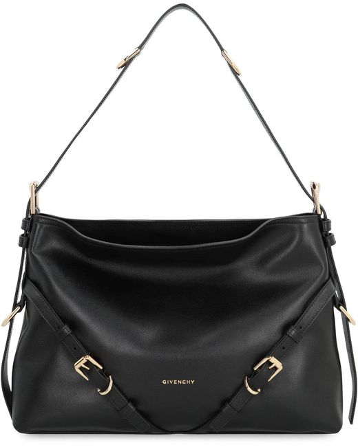 Givenchy Black Voyou Media Leather Shoulder Bag