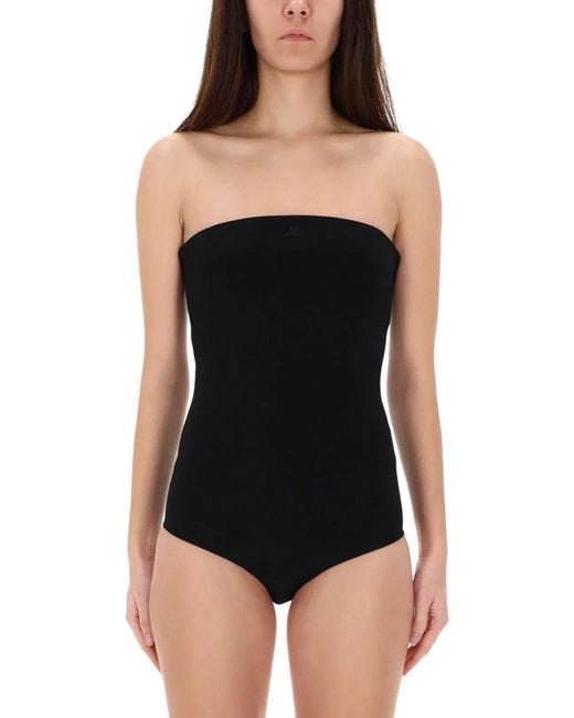 Courreges Black Solid Strapless Top