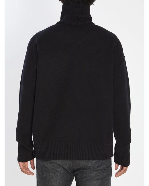 AMI Black Wool Ami De Coeur Turtleneck for men