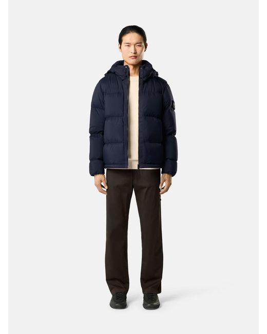 Stone Island Blue Matt Ripstop Cordura Hooded Down Jacket for men