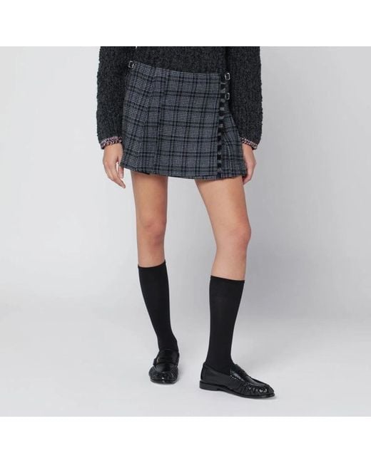 DURAZZI MILANO Black Check Kilt Mini Skirt