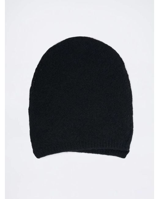Isabel Benenato Black Asymmetrical Yak Beanie for men