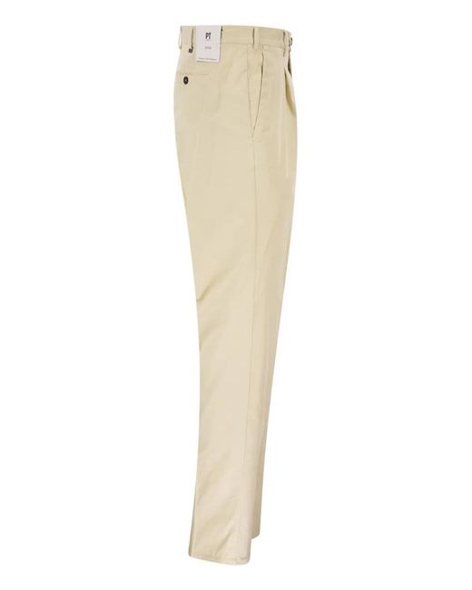 PT Torino Natural Stretch Cotton Tailored Trousers for men