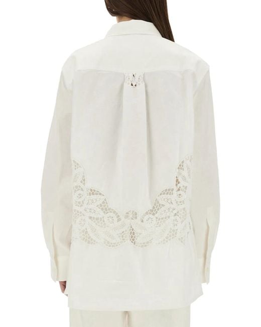 MARINE SERRE White Upcycled Linen Shirt
